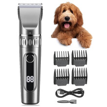 Smart Dog Shears for Pet Grooming, Cordless Rechargeable Set with LED Display, Low Noise, Adjustable, Compatible with Dogs and Cats