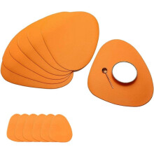 Set of 6 round placemats (orange) 13x11 cm in leather and coasters N