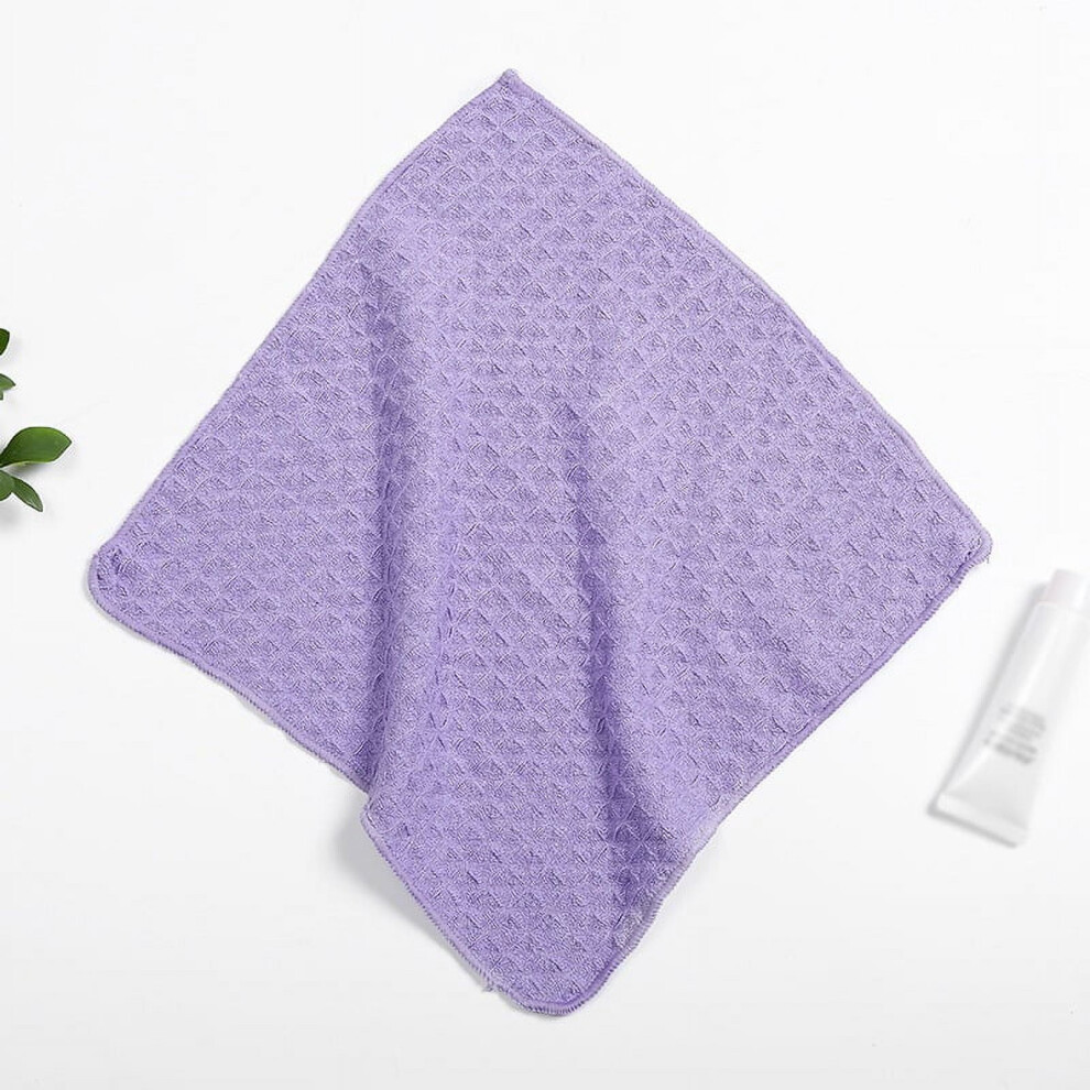 Small Square Towel Fade-Resistant Cotton Washcloths, Strong Water Absorption Waffle Small Towel Baby Bath Towel Gift Towel, 30 * 30cm, Purple