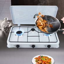 Black and White LPG Gas Cooktop, 3 Burner Gas Stove, 3 Burner Gas Cooktop For Frying, Boiling, Stewing, And Braising At Home
