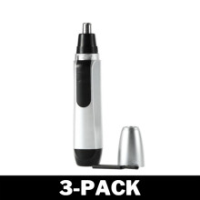 Smooth and Effective Nose Hair Trimmer Silver/Black 3-Pack