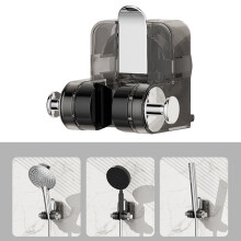Shower Head Holder Wall Mount with Suction Cup, Non-Perforated Adjustable Shower Rack, Compatible with Standard Shower Fixtures