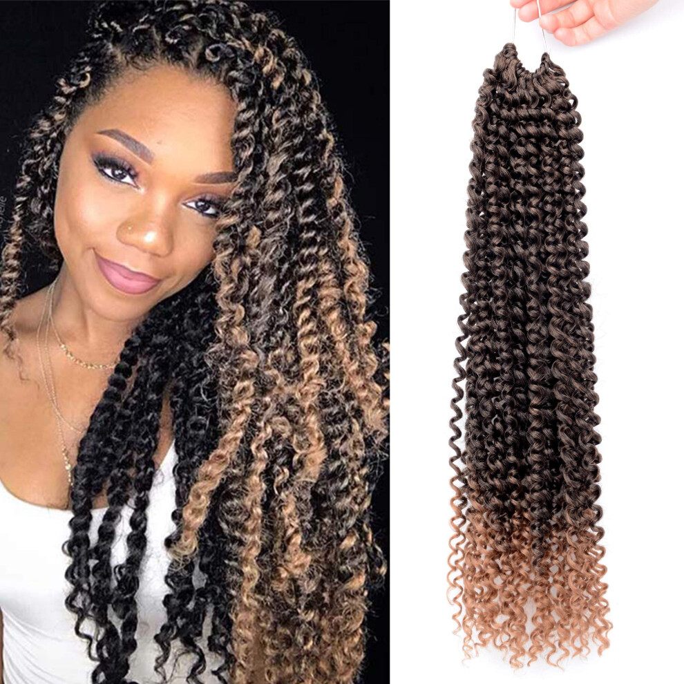 Unisex Passion Twist Hair 18 Inch Ombre Blonde Crochet Braids Soft Bohemian Extensions 6 Packs