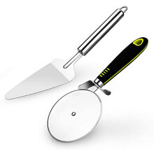 2 Pack 4" Pizza Cutter Wheel, Cake Pie Server, Premium Stainless Steel Blade, Compatible with Pizza, Pies, Dough, Fudge