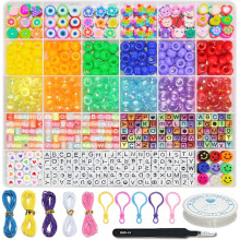 Bracelet kit, beads for jewelry making, polymer clay beads, smile face beads, letter beads, jewelry making kit, DIY Han B colorful