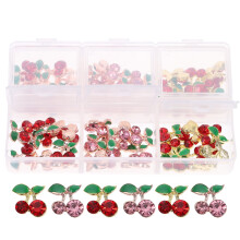 Mizh 60Pcs Nail Rhinestones Cherry Nail Charms Nail Studs Crystals Nail Gems for Women