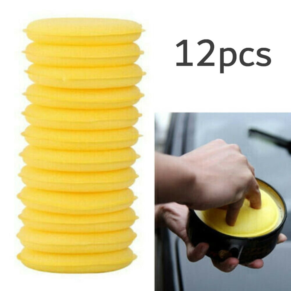 12 Pcs Car Foam Waxing Pads Vehicle Sponge Applicator Clean Paint Polishing 9555307203957