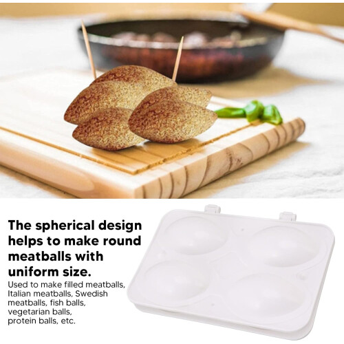 Meatball Maker Press Tool, ABS Mold for Uniform Shape, Dishwasher Safe, 4 Compartments Kitchen Use 1