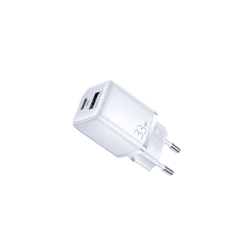 White Sign Mini Fast Charger Usb & Usb-C, Pd & Q.c3.0, 33W