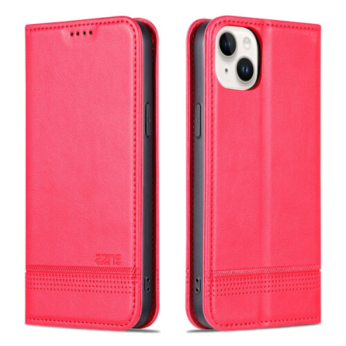Compatible with iPhone 15 - Wallet Case 3 Card Slots in Leather Red