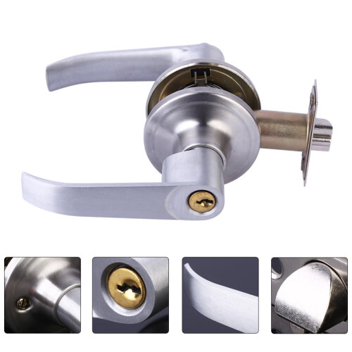 1 Set Door Handle Lock Interior Bathroom Three-Bar Spherical Lock with 3 Keys 2
