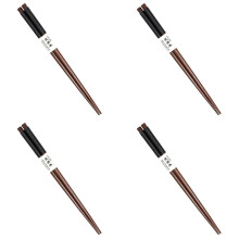 4 Pairs Japanese Natural Wood Chopsticks Value Pack Cooking Tableware Black