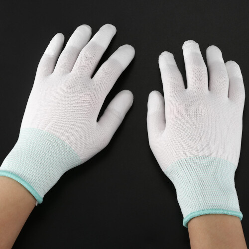 1 Pair ESD PC Computer Working Anti Skid Anti-static White Gloves 1