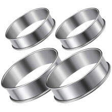 4 Pcs Stainless Steel Muffin Ring Round Cake Ring Kitchen Stuff English Muffin Rings Baker Pie Ring Dessert Circle Mold
