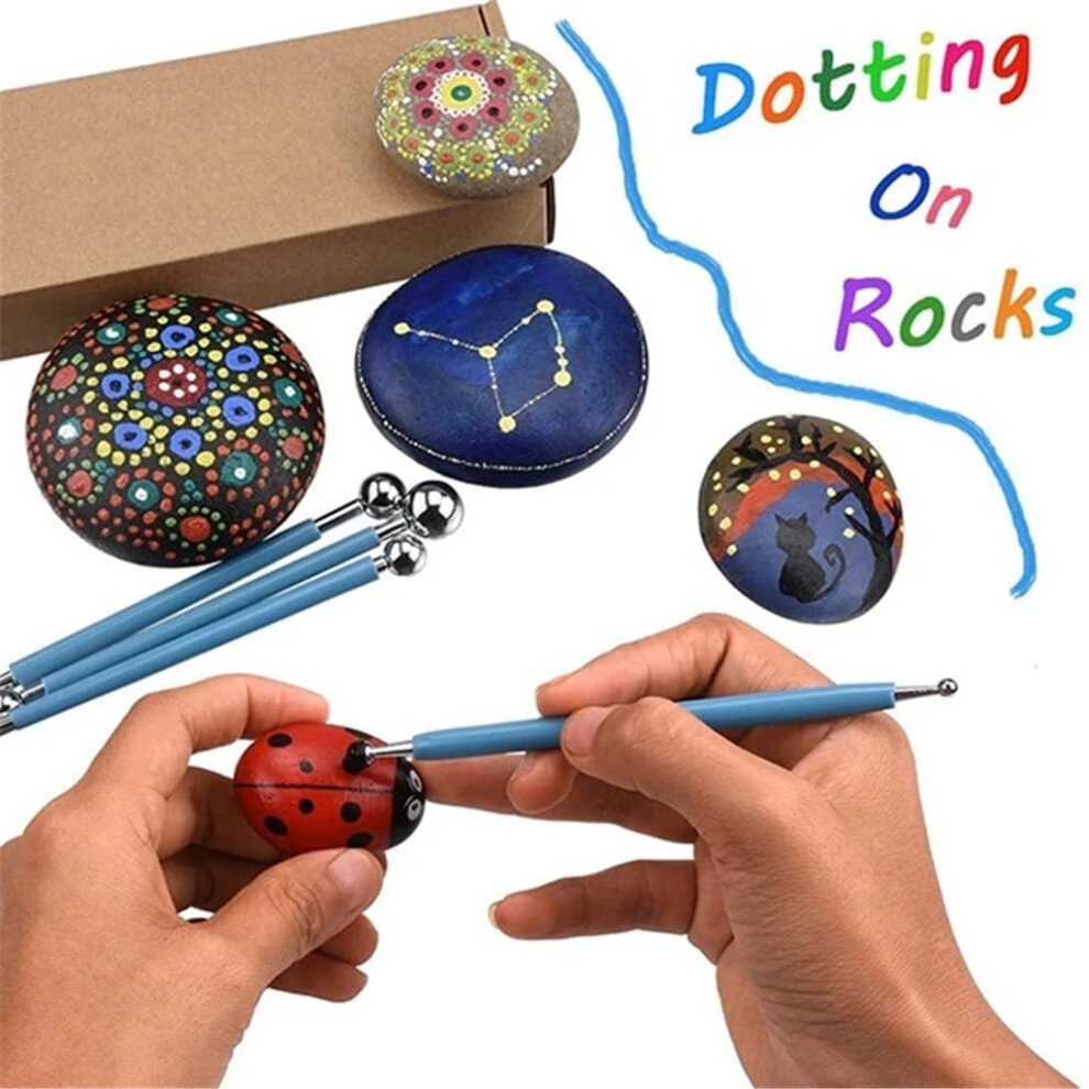Office Supplies Flash Deals TRIEIY 2-Way 9Pcs/Set Marbleizing Nail Manicure Diy Tools Tips Mix Pen Dot Dotting Art Artscrafts & Sewing