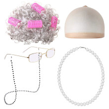 Linjieee Old Lady For Kids Of School Granny Old Lady Wig Dress Up Accessory Old Lady Curler Spats