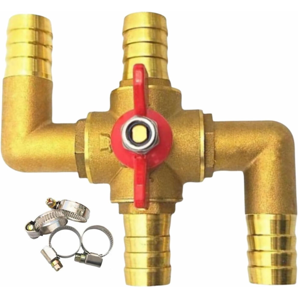 4-Way Automobile Heating Water Valve, Compatible With Automotive Heater Bypass System, Manual Control Ac Ball Valve With 4 Clamps (B) 9402001826923
