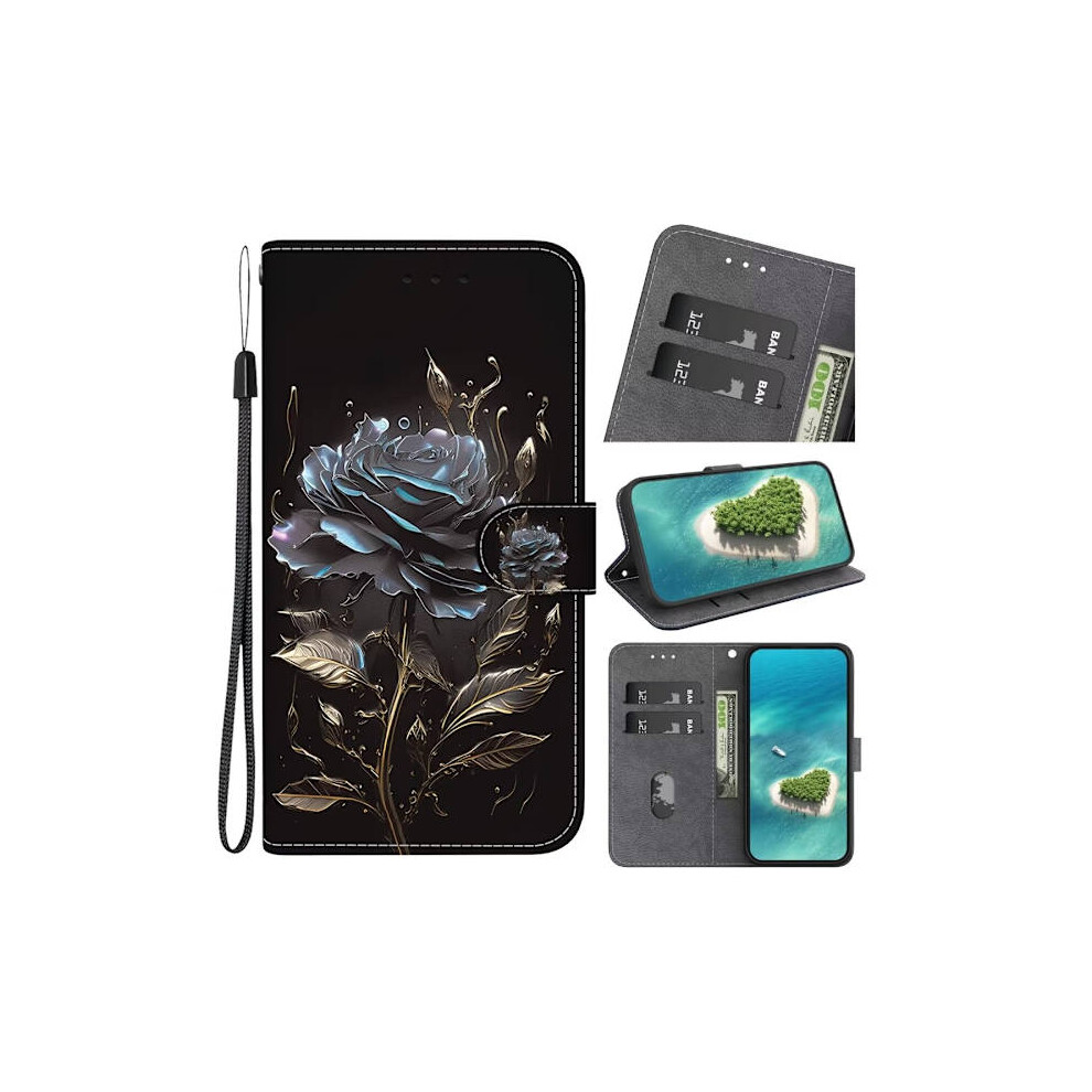 Wallet Case Compatible With Apple Compatible With Iphone Se (2022) - Rose Black 9402001828477
