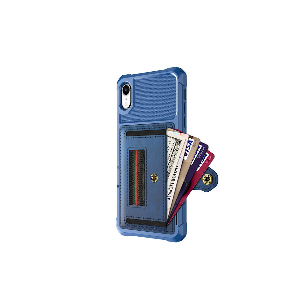 Smooth Shockproof Case With Card Holder - Compatible With Iphone Xr Blue 9402001828699