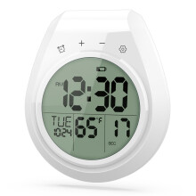 Waterproof Shower Clock with Touch Control, Digital Countdown Timer with Alarm and Suction Cup (White)