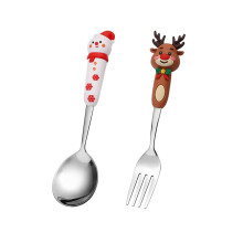 Generic Christmas Gifts, Christmas Spoon Christmas Dessert Spoon Fork Stainless Steel Tableware Set Cute Doll With Hand Gift
