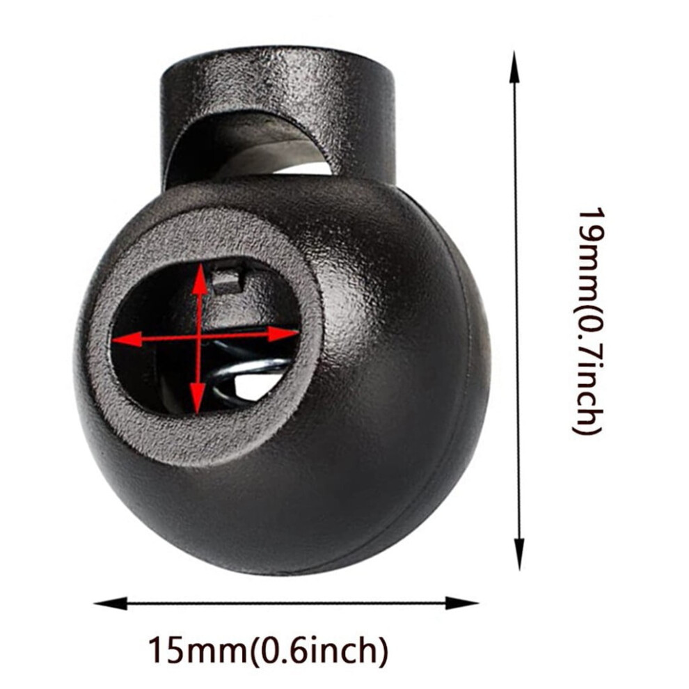 Rope Cord Locks 50Pcs Clip Ends Round Ball Shape Luggage Lanyard Stopper Sliding 9181073090592