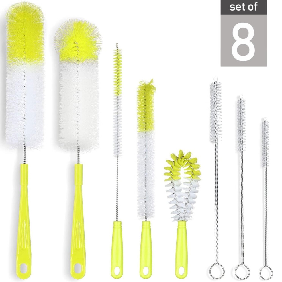 ZOUYUE 8-Pack Bottle Cleaning Brush Set - Long Handle Baby Bottle Cleaner compatible with Narrow Wine/Beer Bottles, Thermos & More