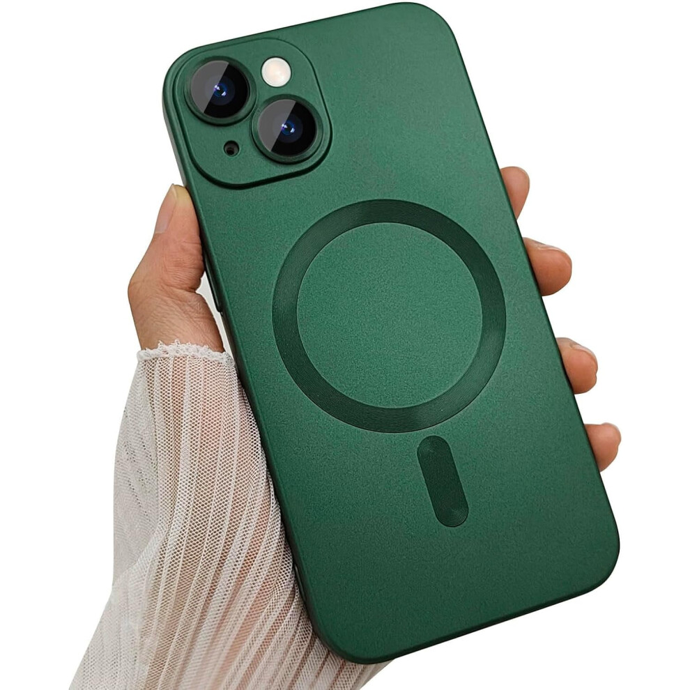 Case For Compatible With Iphone 13 Mini, Matte Luxury Soft Metallic Luster Design With Camera Lens Protector, Magsafe Compatible - Green 9181073092558