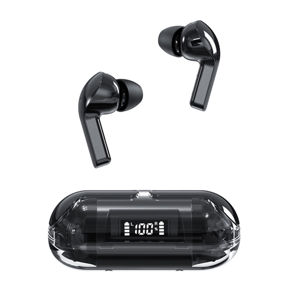 Jixopn Earphone Space Capsule Transparent Bluetooth-Compatible 5.3 Headphones (Black) Black 9558633642964