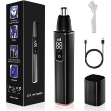 Nose Hair Trimmer for Men, USB Rechargeable with IPX7 Waterproof, Painless Eyebrow & Facial Trimmer, Dual-Edge Blades