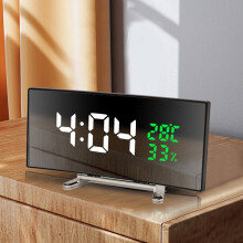 Donemore School Season Digital Mirror Clock, Large LED Display, Alarm for Heavy Sleepers, Modern Desk Clock Compatible with Bedroom Decor
