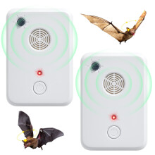 2 Pack Ultrasonic Bat Repellent for Attic and Porch, Safe Humane Indoor Outdoor Deterrent Device