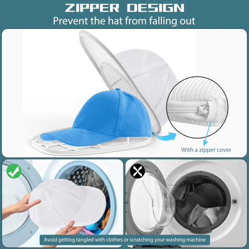 Hat Washer for Washing Machine, Baseball Cap Cleaner with Mesh Bag and Durable Frame, White 1 Pack 1