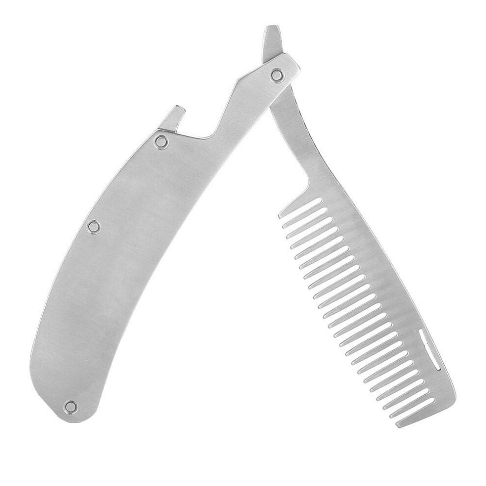 Unisex Stainless Steel Folding Beard Comb For Men, Durable Pocket Moustache Comb For Travel Grooming