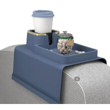 Couch Cup Holder with Tray, NonSlip Silicone Sofa Armrest Organizer with DualSided Pockets