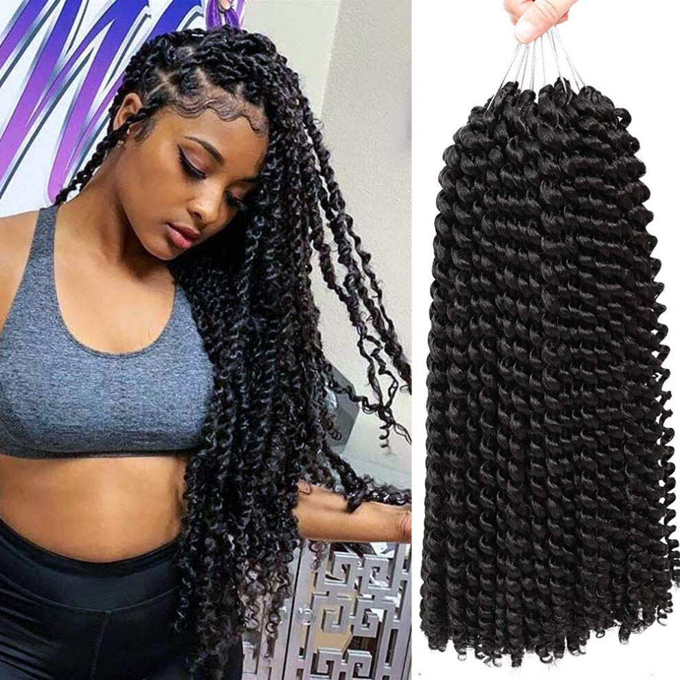 Unisex Passion Twist Hair 18 Inch Water Wave Crochet Braids 6 Packs Naturallook Waves Lightweight 1B