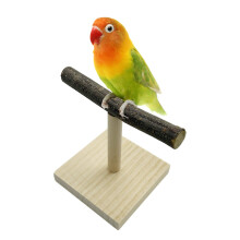 Natural Wooden Bird Perch Parrot Training Stand, TShaped Tabletop Play Stand for Cockatiels and Lovebirds