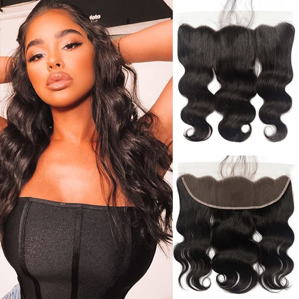 Unisex Brazilian Body Wave Lace Frontal 13X4 Transparent Ear To Ear Human Hair Pre Plucked 150 Density