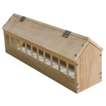 Bird Feeder Trough, Spill Proof Wooden Poultry Feeder for Chickens Pigeons and Ducks Outdoor