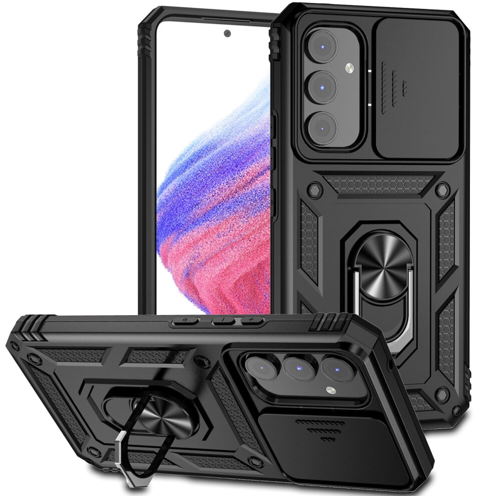 For Galaxy A35 Case With Slide Camera Cover Drop Tested Military Grade Heavy Duty Protective Sturdy Rotate Ring Kickstand Phone Case 9017774539446