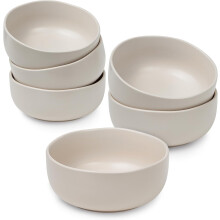 Sheffield Home Large Stoneware Cereal Bowls Set of 6, 28oz, Dishwasher & Microwave Safe, 6" Diameter – Sage