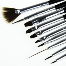 10pcs Acrylic/UV Brushes Nails - Black Black