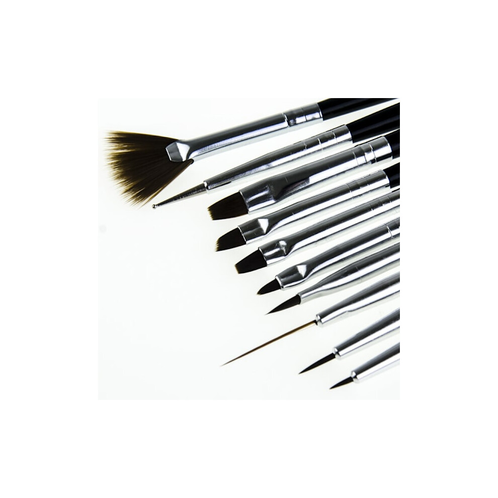 10pcs Acrylic/UV Brushes Nails - Black Black