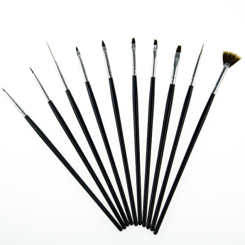 10pcs Acrylic/UV Brushes Nails - Black Black 1