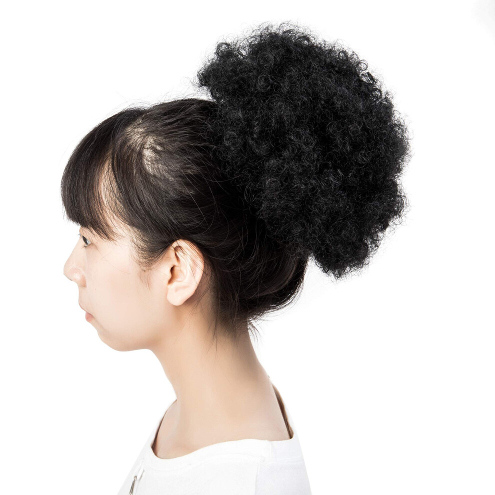 Unisex Afro Puff Drawstring Ponytail With Natural Kinky Curly Bun Hairpiece For Instant Volume Boost