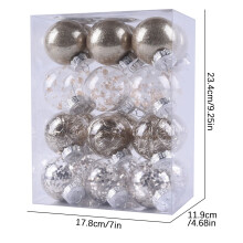 24ct 60mm Christmas Ball Ornaments - Shatterproof Clear Plastic Xmas Baubles with Sparkling Design, Compatible with Tree Hanging Decor