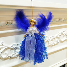 On Sale! Christmas Garland Wreath Begine Christmas Collection Party Holidays Corridor Porch Decorations, Christmas Plush Angel Pendant Blue Widgets