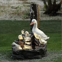 Solar Powered Resin Family Fountain, Fountain Statue, Garden Decoration Fountain Outdoor Backyard Decoration