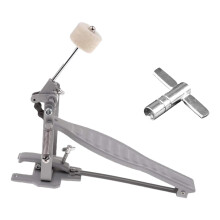 Hellery Single Bass Drum Pedal Kick Drum Pedal Drummer Gifts Practice Pedal Portable Single Foot Kick for Beginner Acoustic Drum Kits Argent