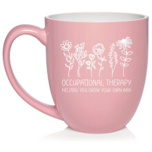 Occupational Therapy Mug 16oz Light Pink - Gift for Her, Friend, Coworker, Sister. Compatible with occupational therapy appreciation.